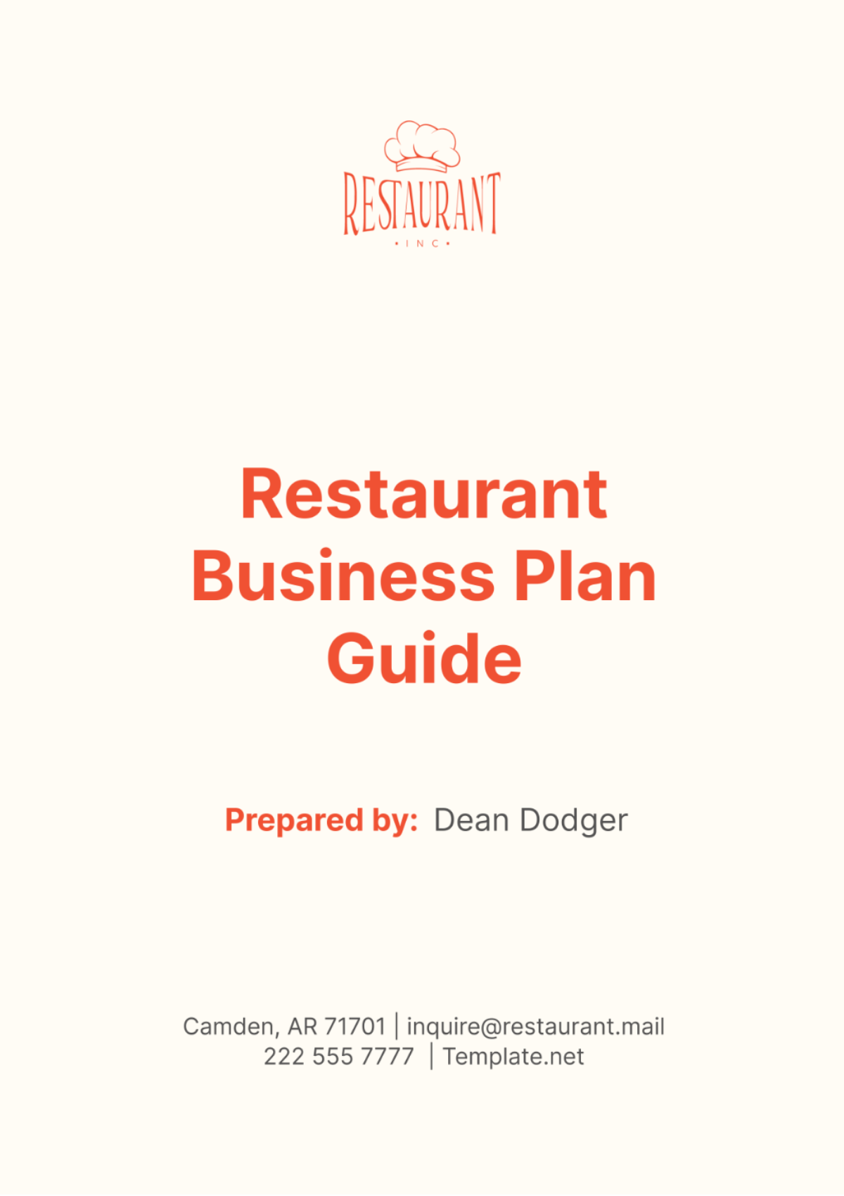 Free Restaurant Business Plan Guide Template