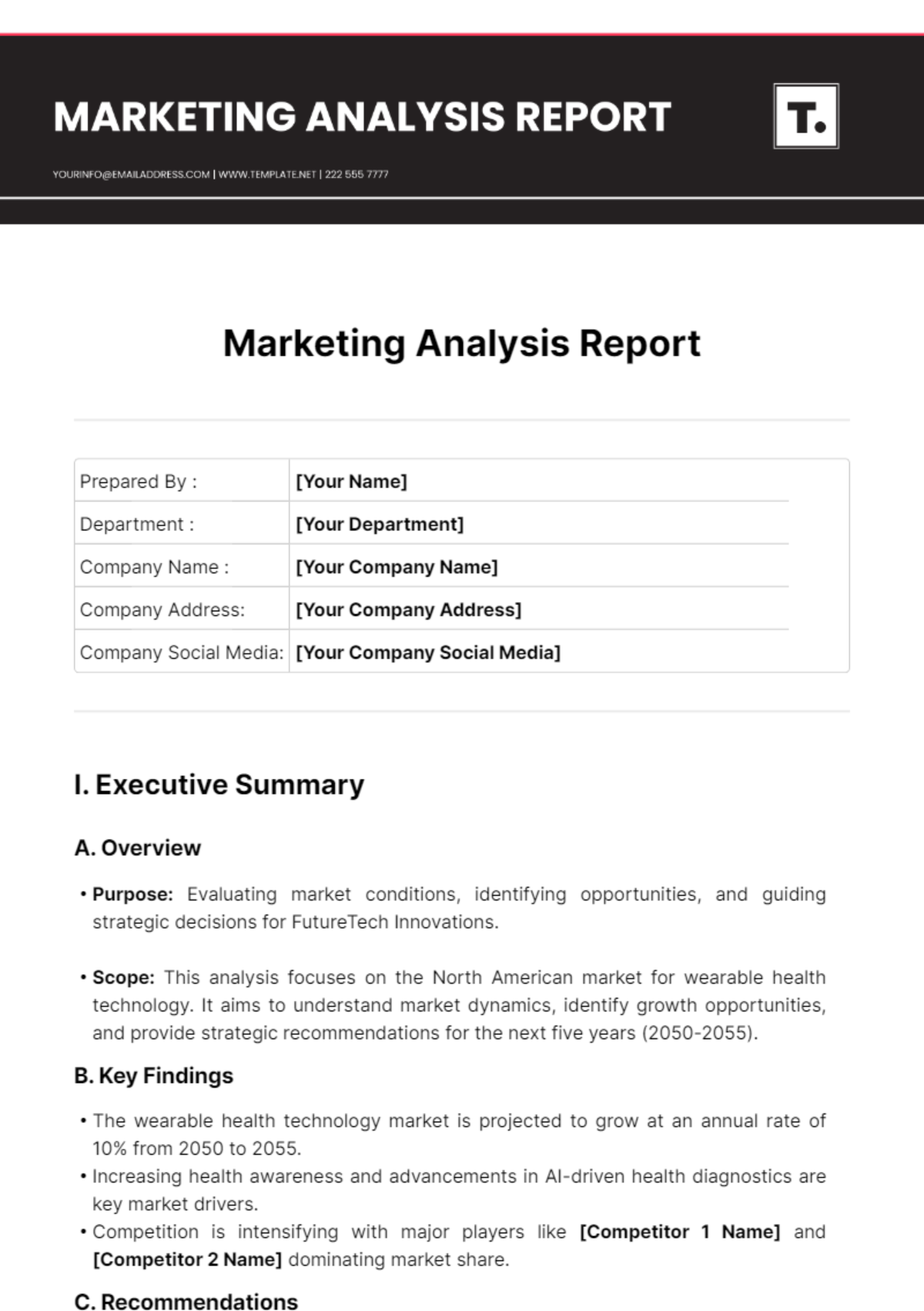 Marketing Analysis Report Template