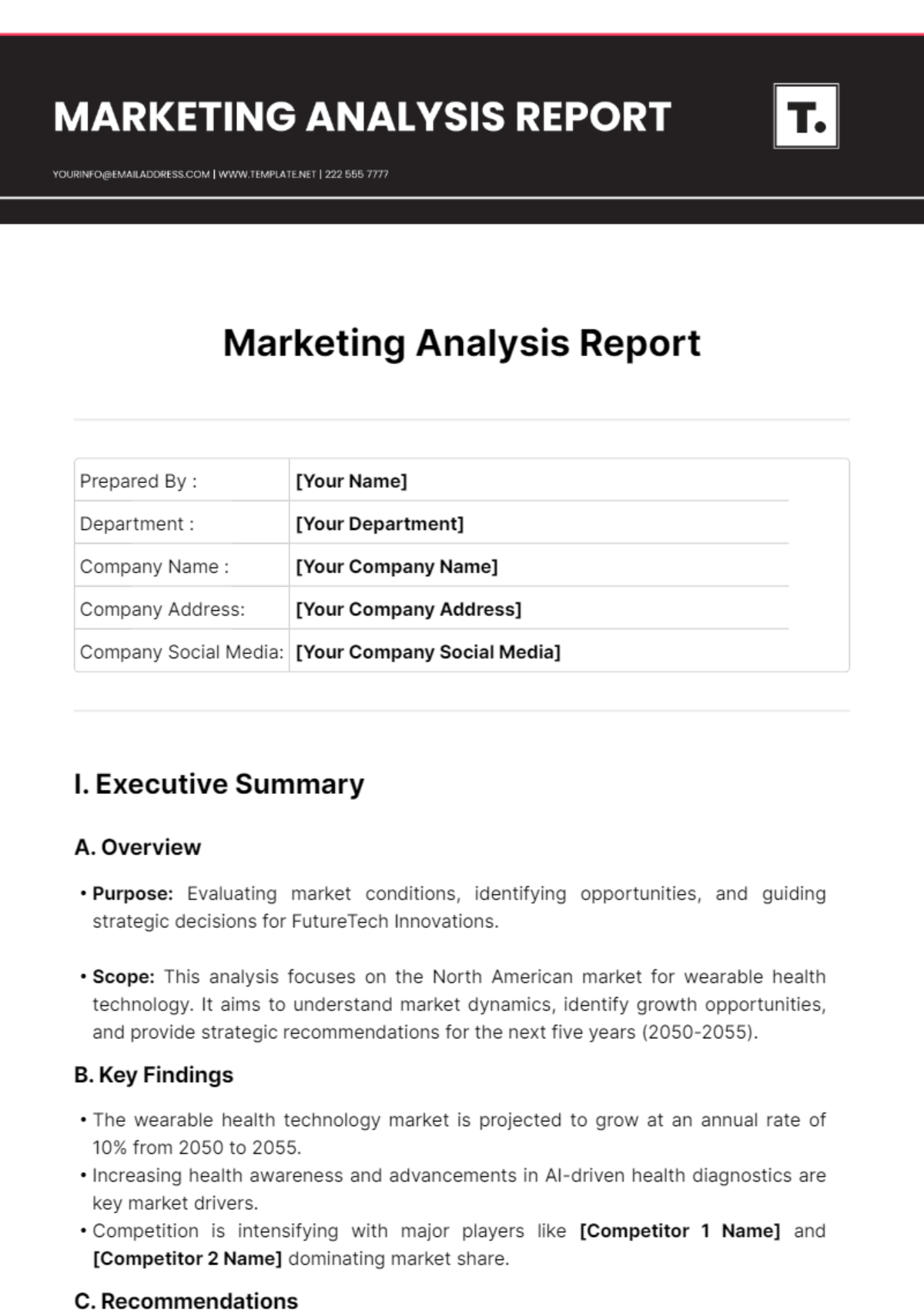 Marketing Analysis Report Template - Edit Online & Download