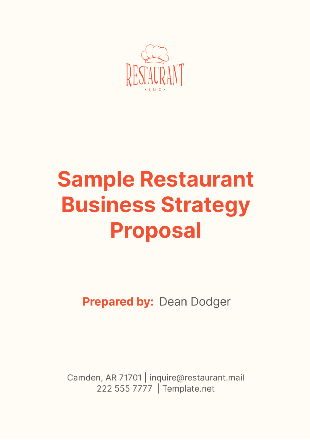 Sample Restaurant Business Strategy Proposal Template - Edit Online & Download