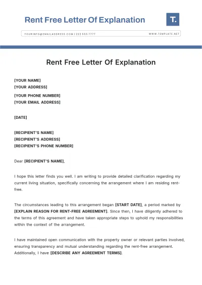 Free Rent Free Letter Of Explanation Template to Edit Online