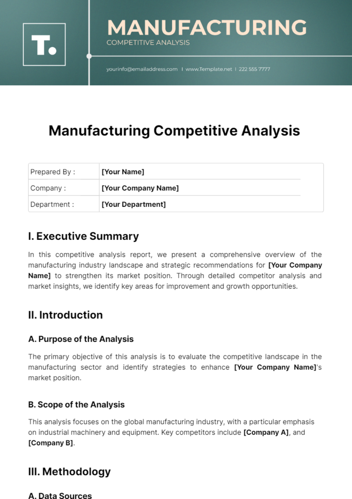 Free Manufacturing Competitive Analysis Template