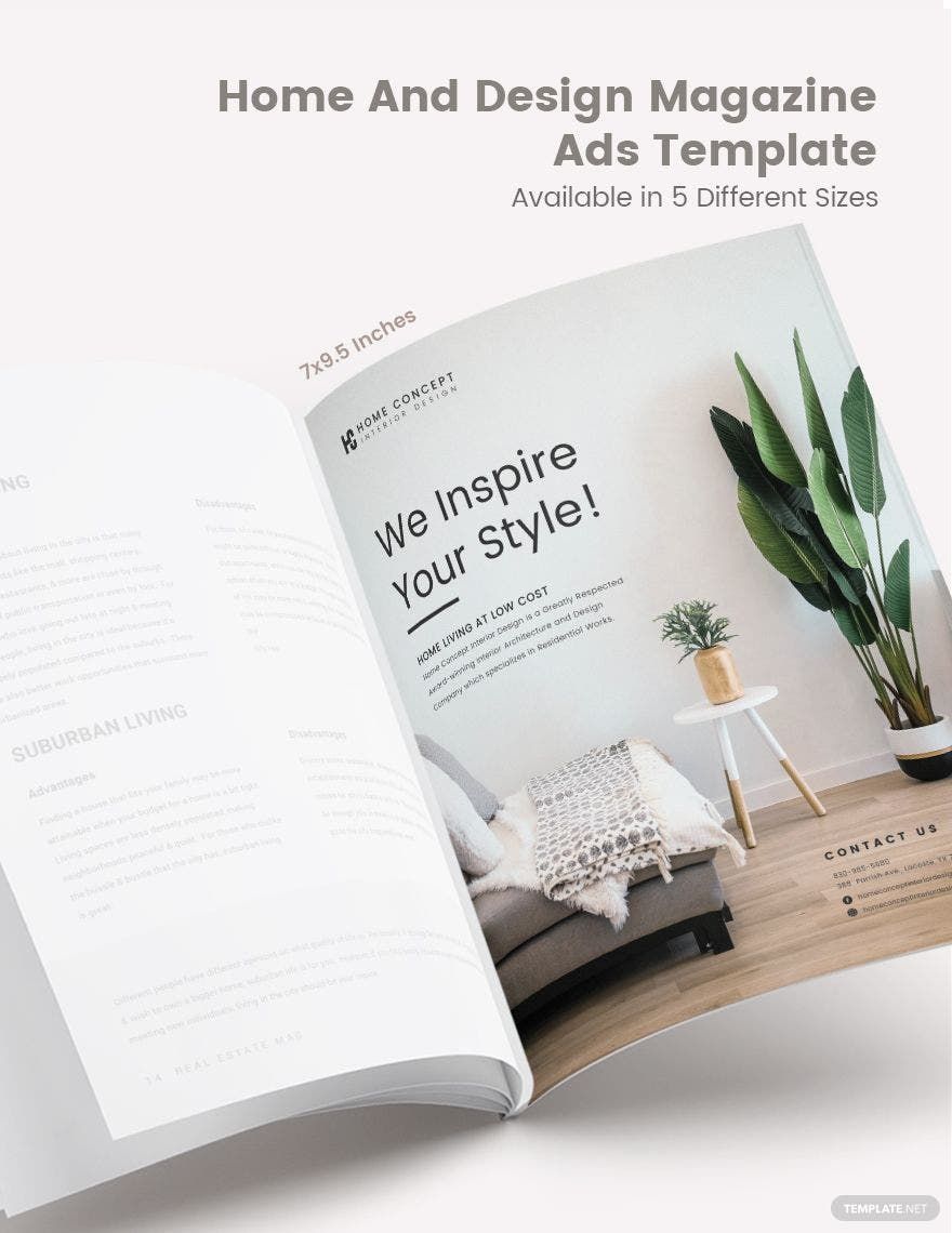 Home And Design Magazine Ads Template