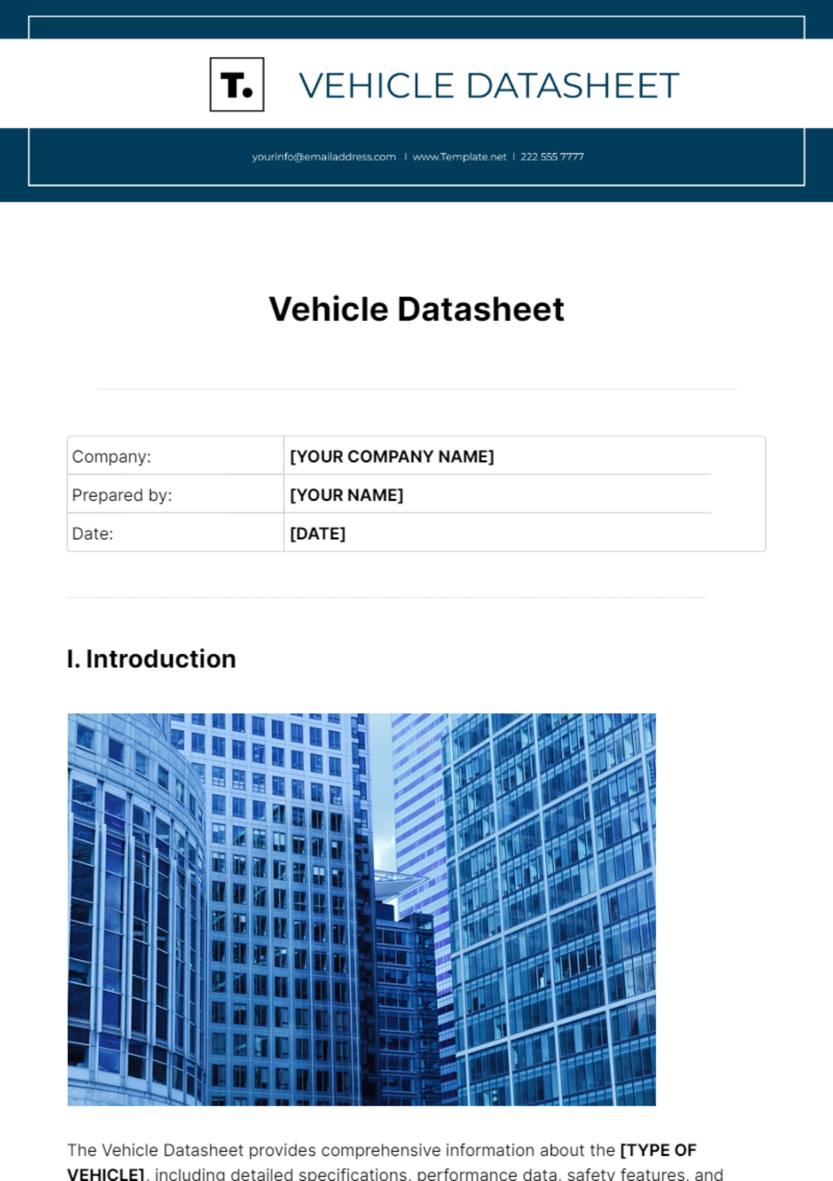 Vehicle Datasheet Template - Edit Online & Download