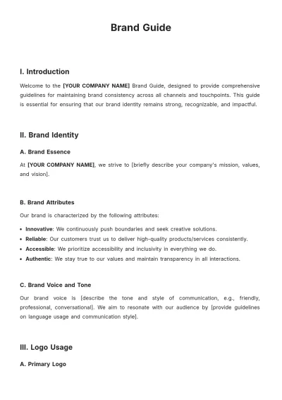 Free Brand Guide Template to Edit Online