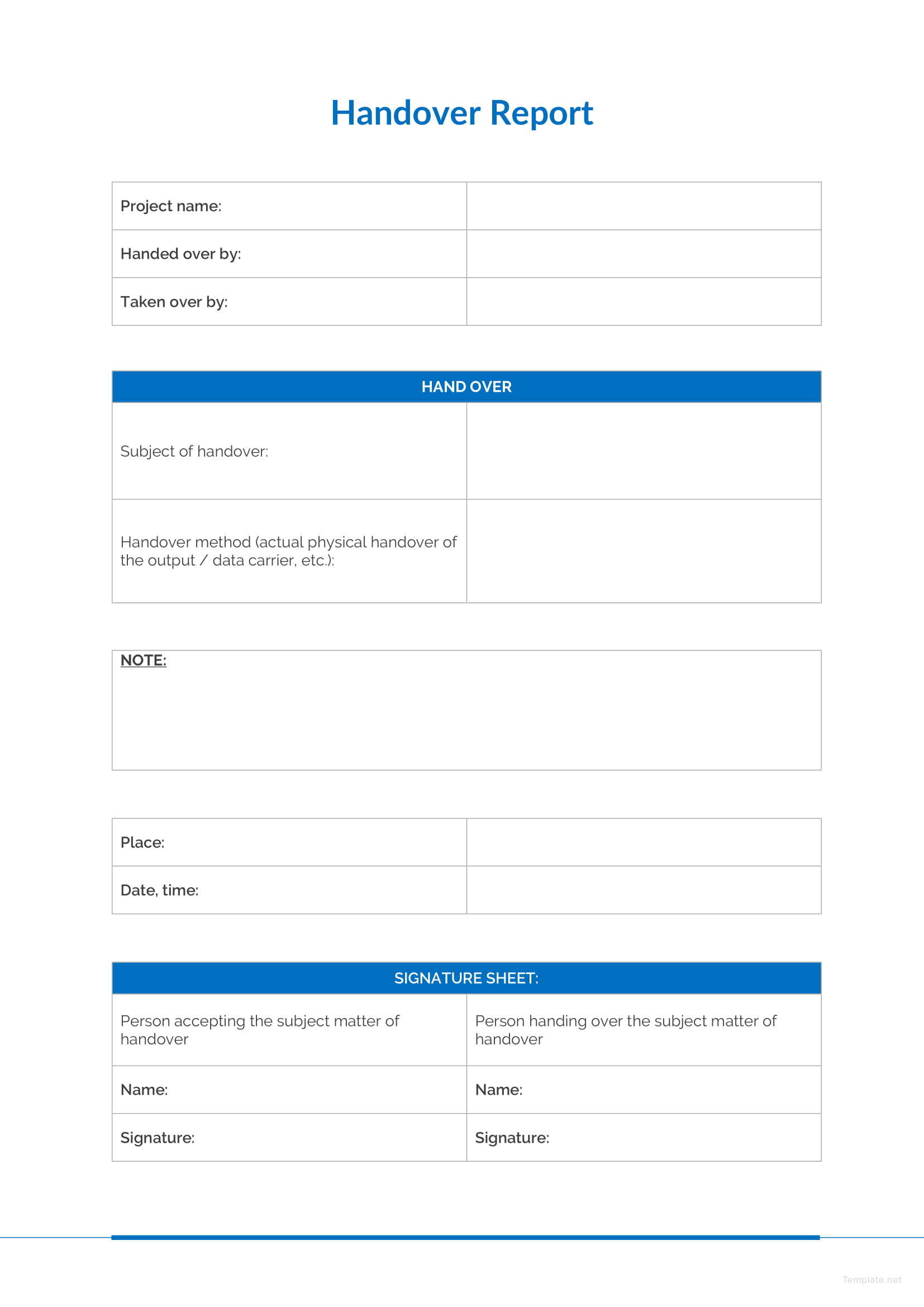 Handover Document Template Free Printable Templates Your