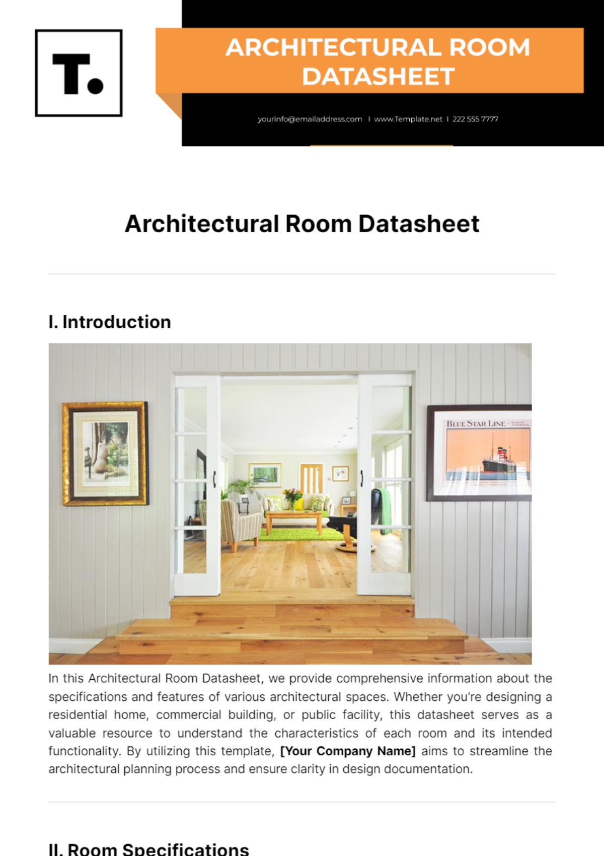 Architectural Room Datasheet Template - Edit Online & Download