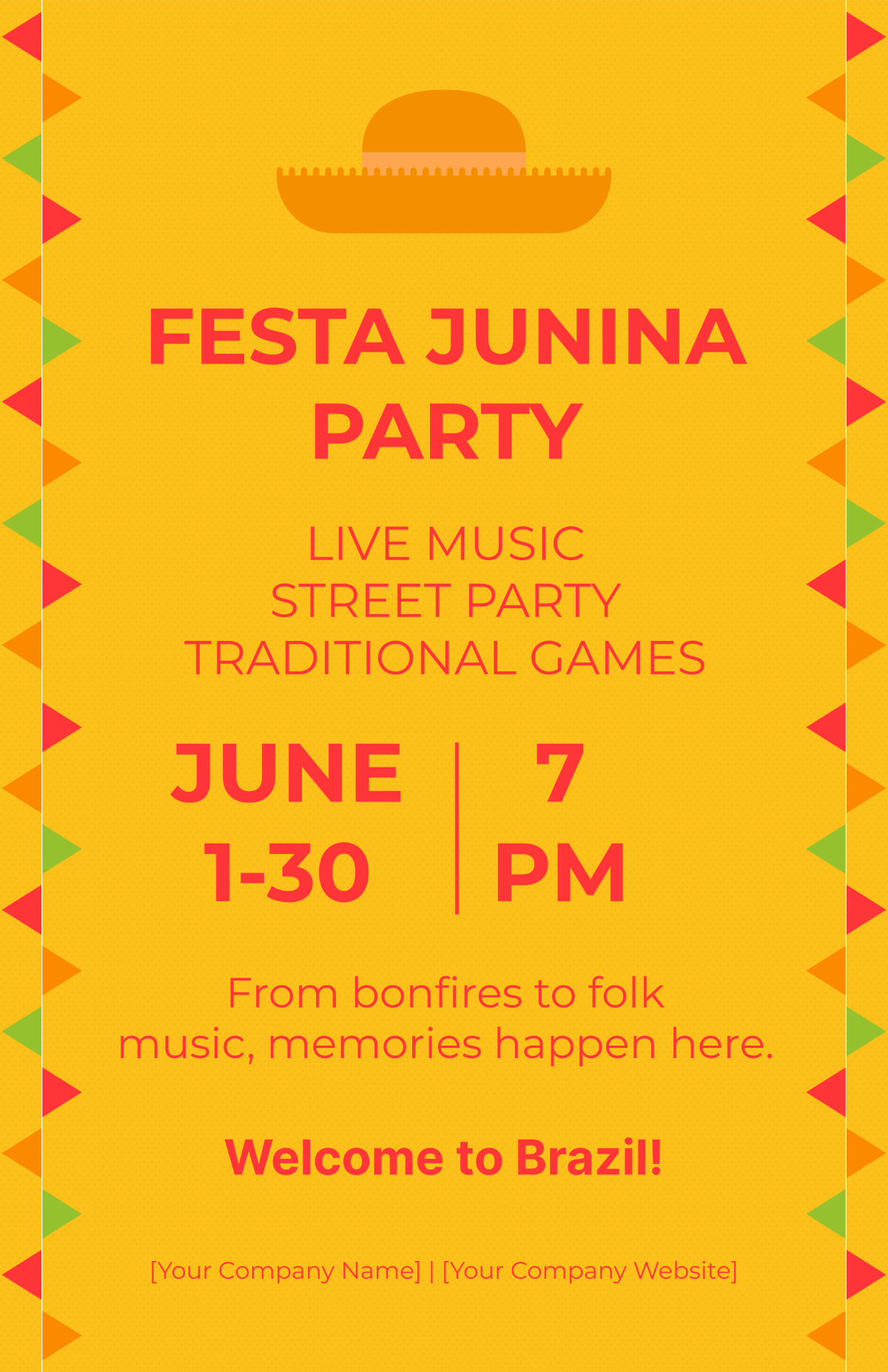 Free Festa Junina Party Celebration Poster Template