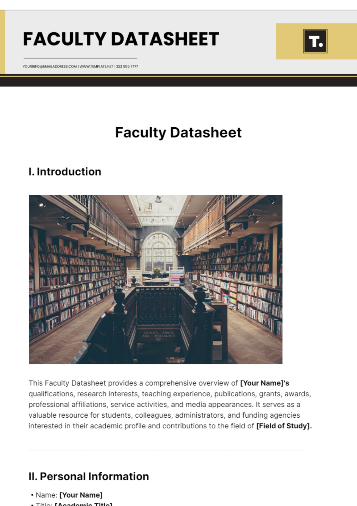 Faculty Datasheet Template - Edit Online & Download