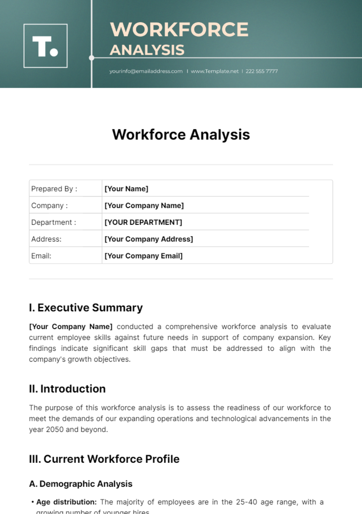 Free Workforce Analysis Template