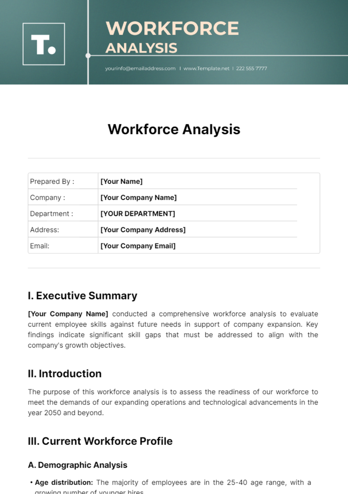 Workforce Analysis Template - Edit Online & Download