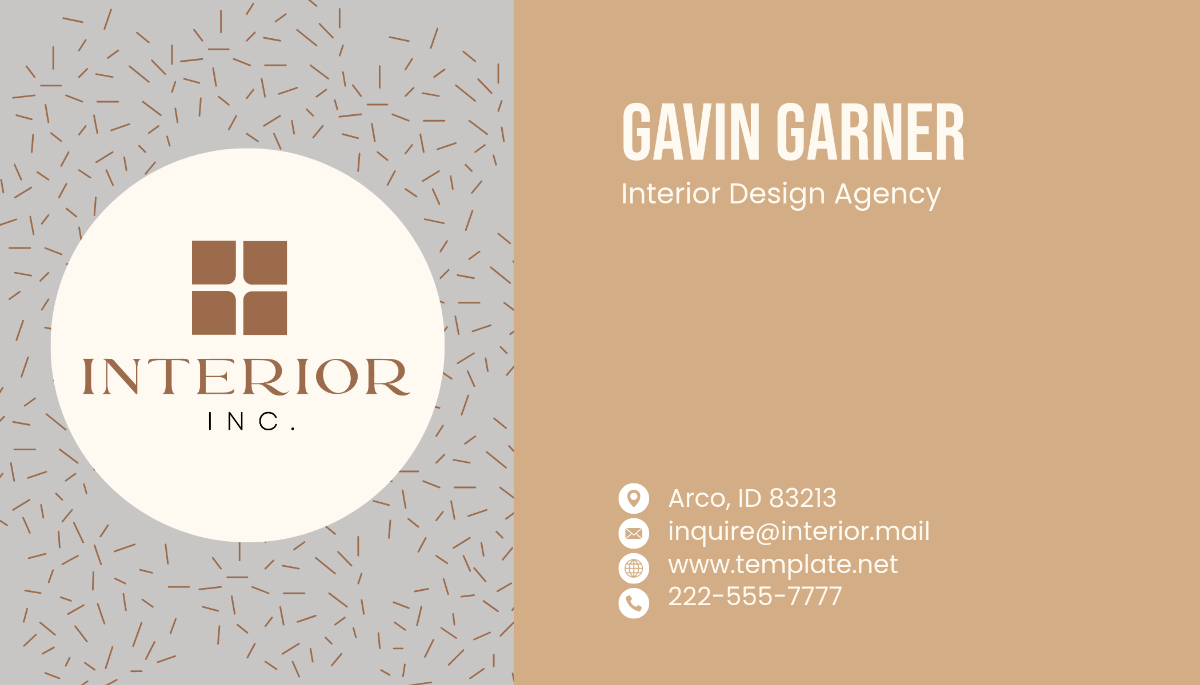 Free Interior Design Agency Business Card Template to Edit Online