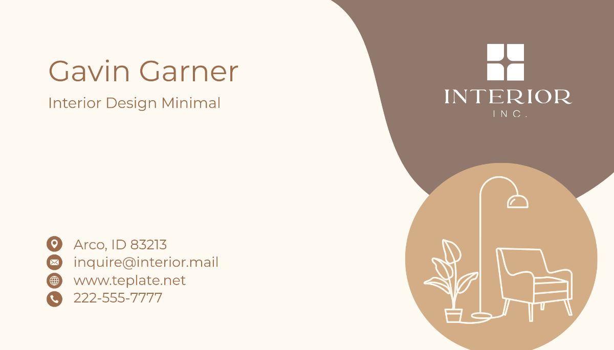 Free Interior Design Minimal Business Card Template to Edit Online