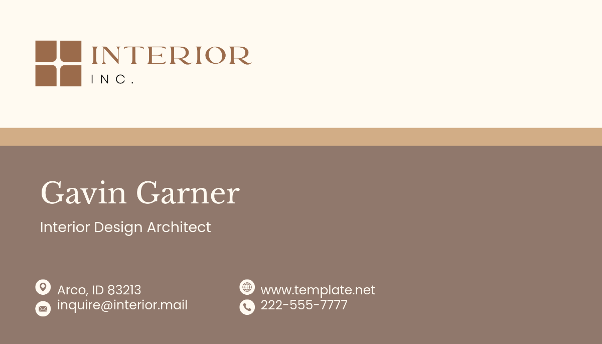 Free Interior Design Architect Business Card Template to Edit Online