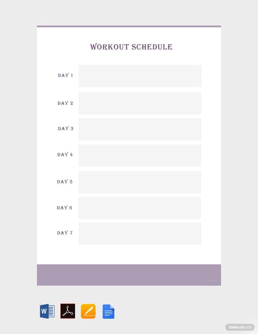 Blank Workout Schedule Template Google Docs Word Apple Pages PDF 