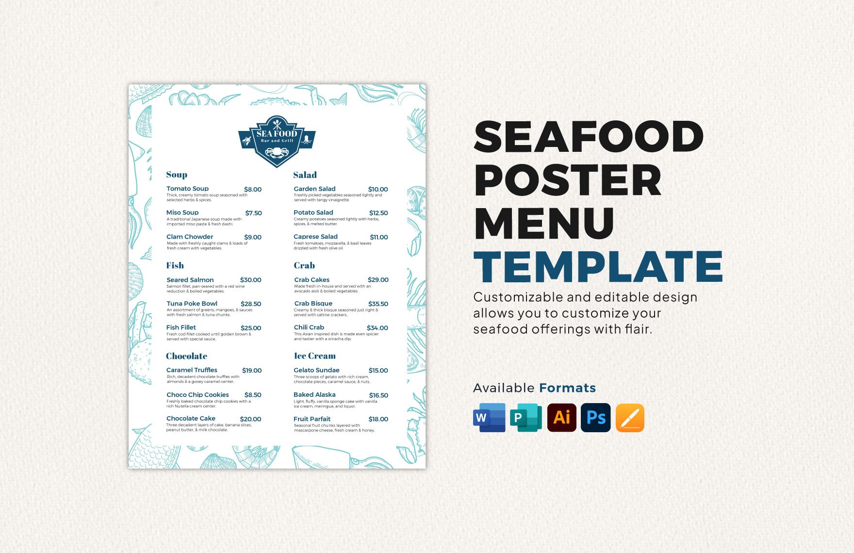 Seafood Poster Menu Template