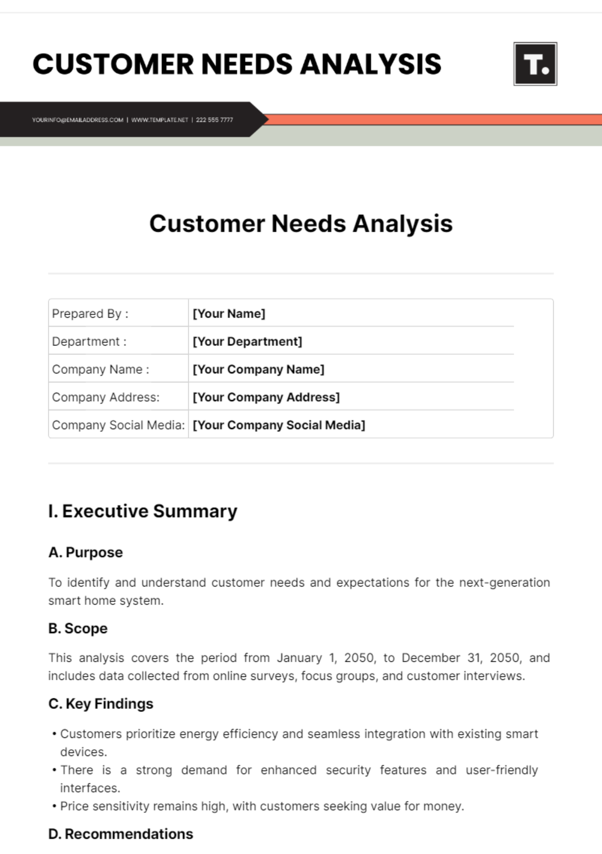 Customer Needs Analysis Template - Edit Online & Download