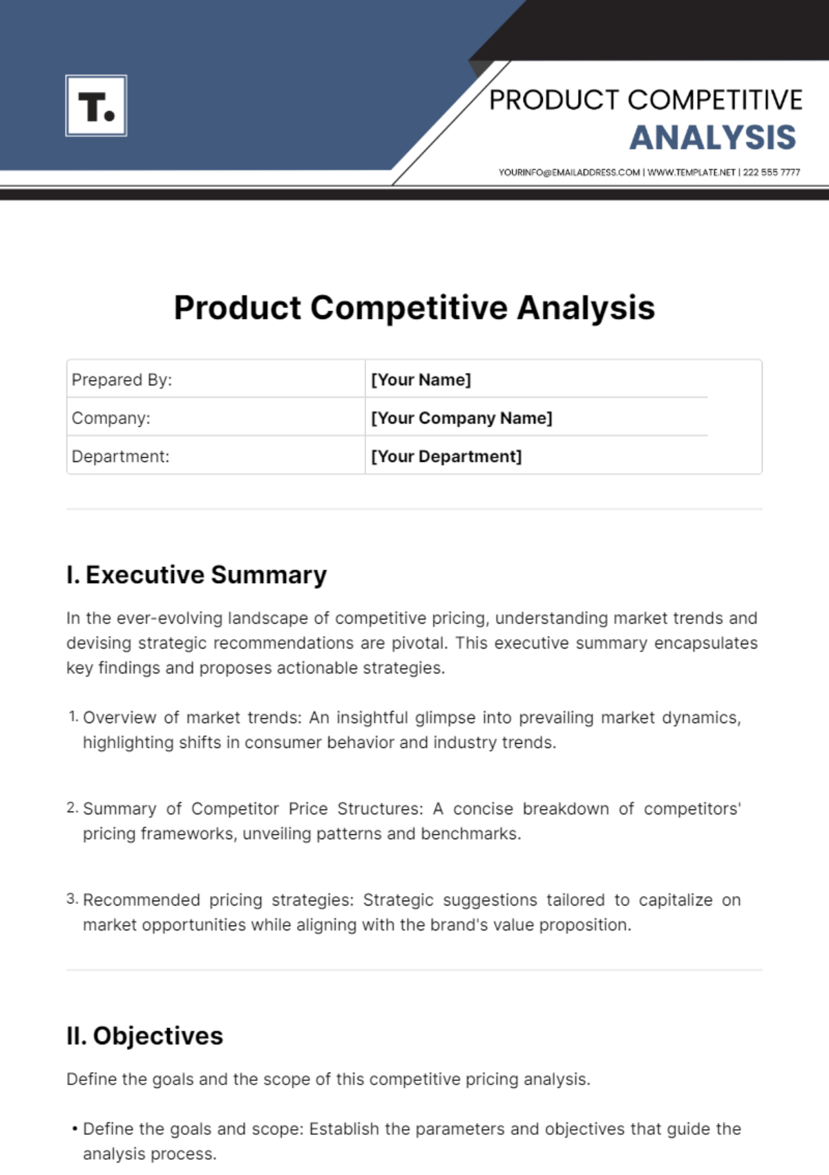 Free Product Competitive Analysis Template