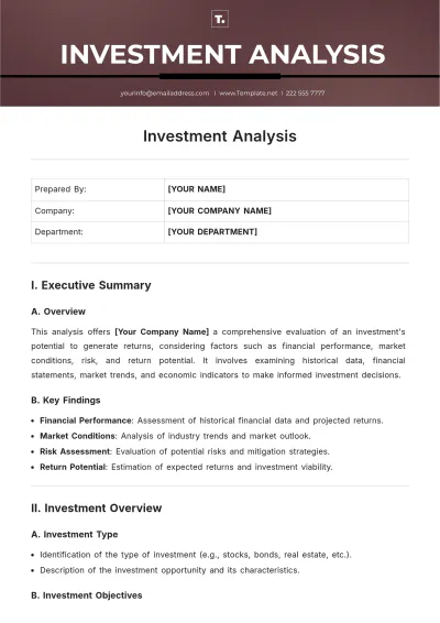 Free Investment Analysis Template to Edit Online