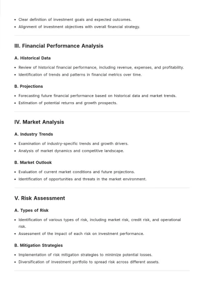 Free Investment Analysis Template to Edit Online