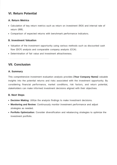 Free Investment Analysis Template to Edit Online