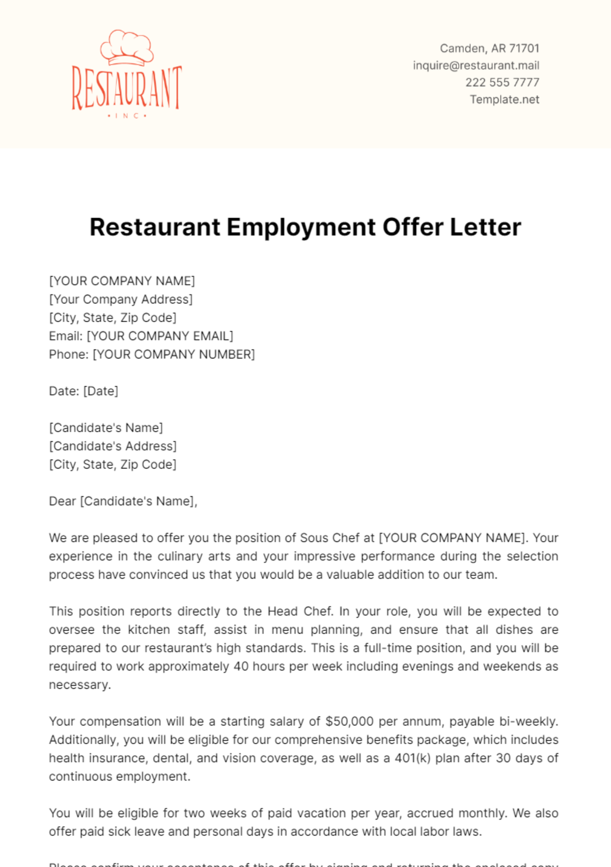 Free Loan Offer Letter Template To Edit Online