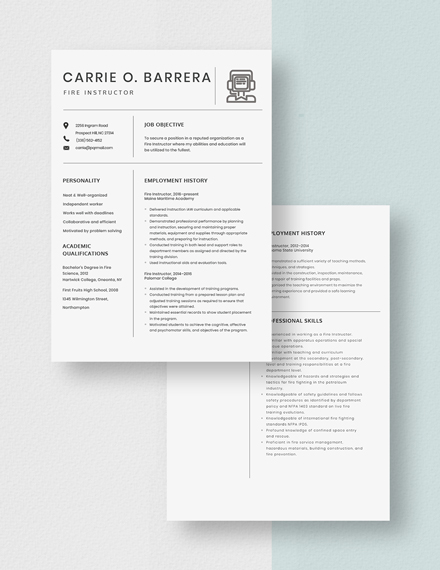 Fire Instructor Resume Download