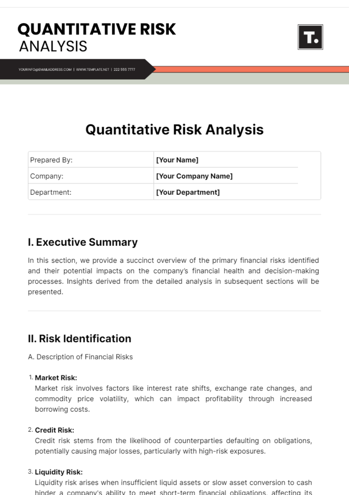 Free Quantitative Risk Analysis Template