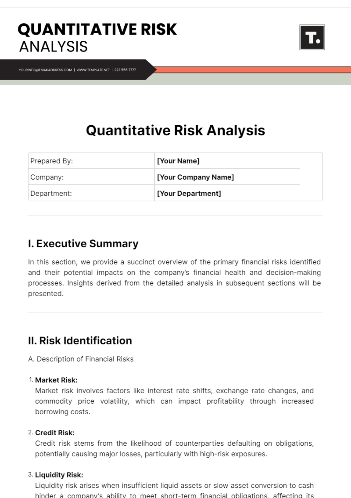 Quantitative Risk Analysis Template - Edit Online & Download