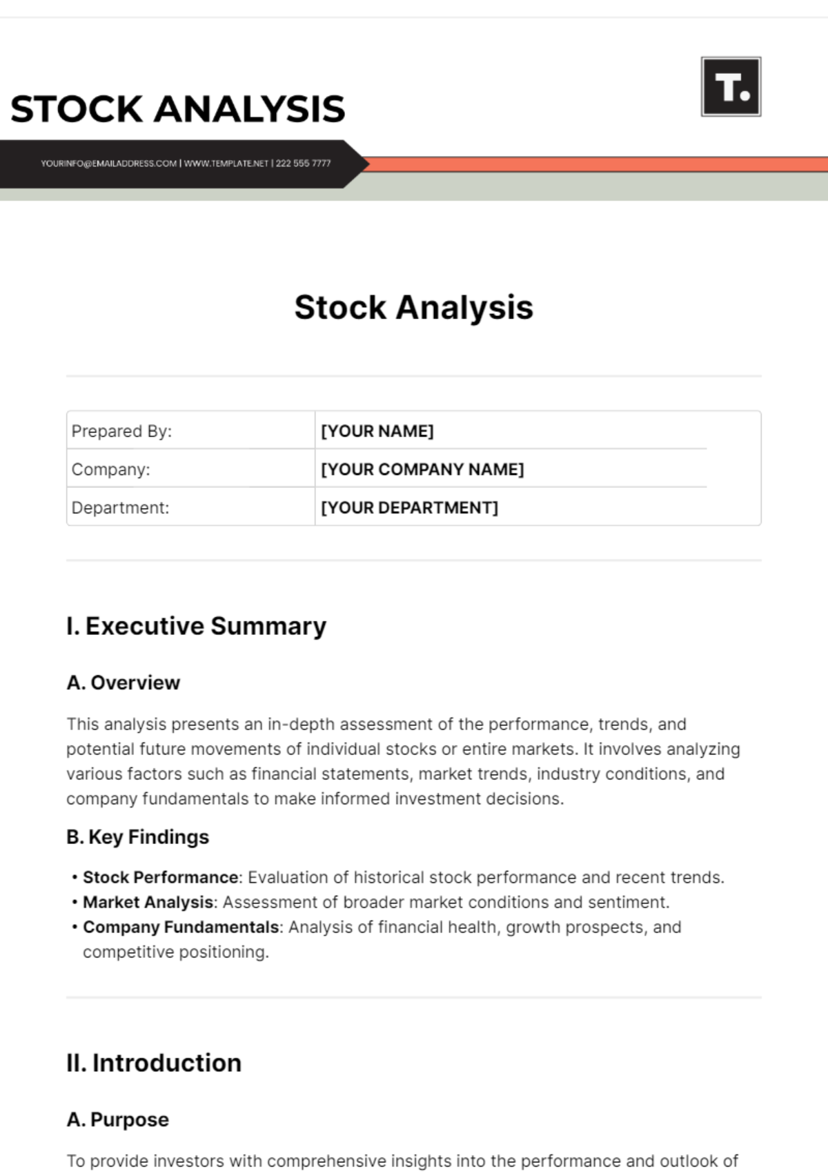 Free Stock Analysis Template