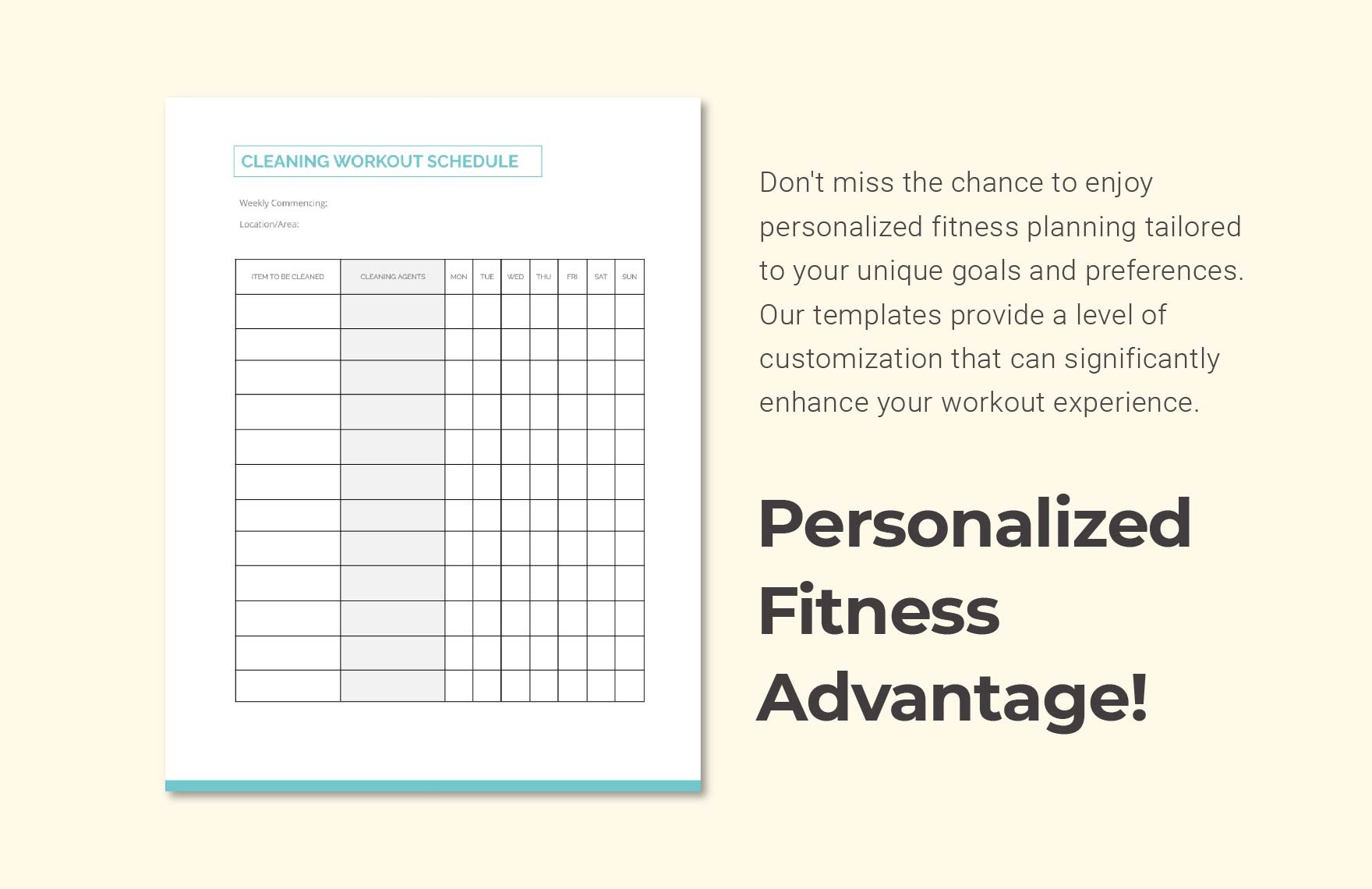 Sample Cleaning Workout Schedule Template