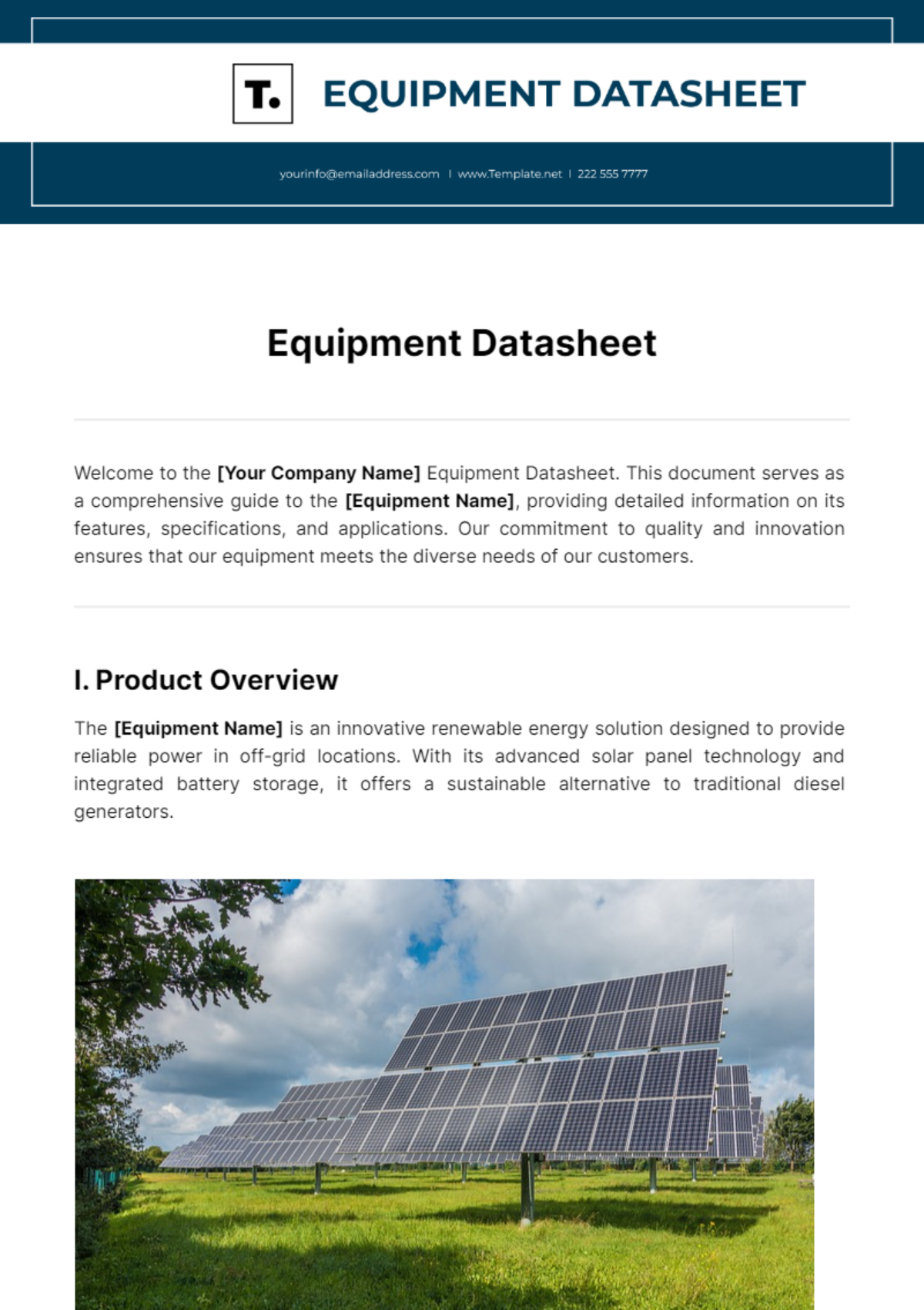 Equipment Datasheet Template - Edit Online & Download