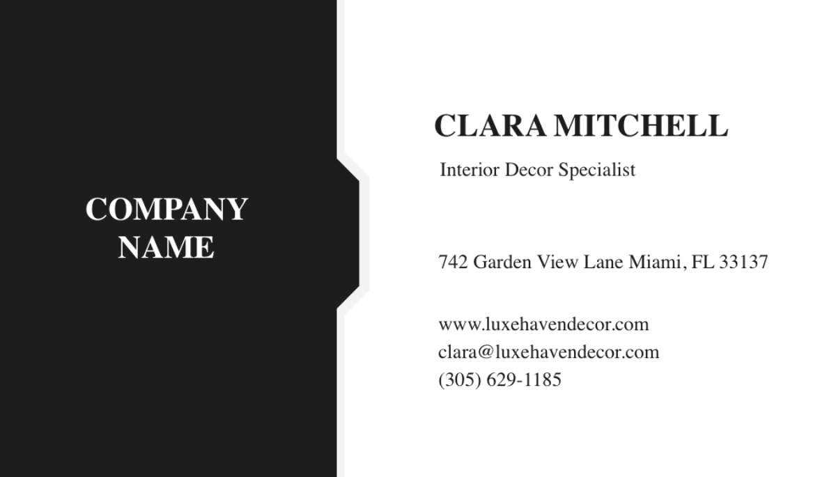 Free Interior Design Decor Business Card Template to Edit Online