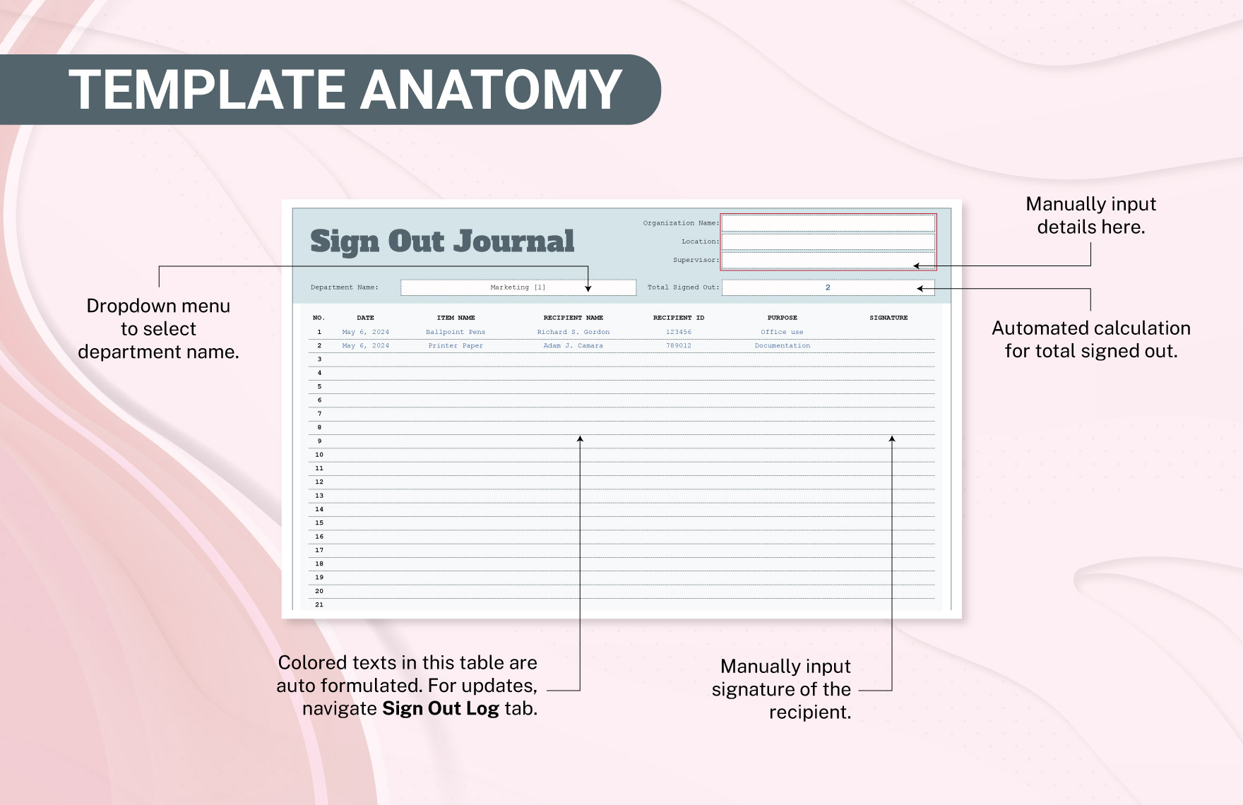 Sign Out Journal Template