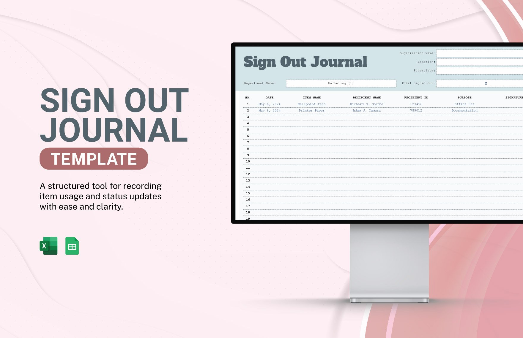 Sign Out Journal Template