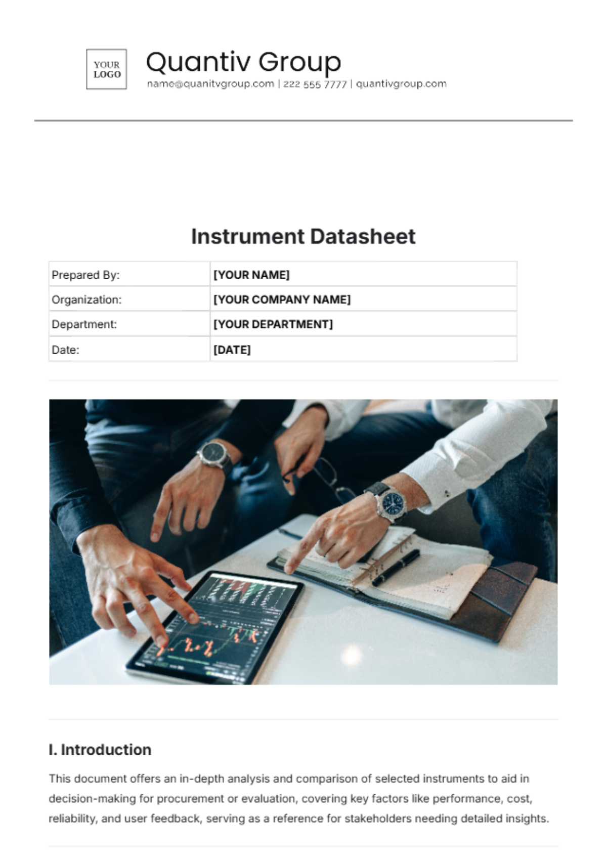 Instrument Datasheet Template