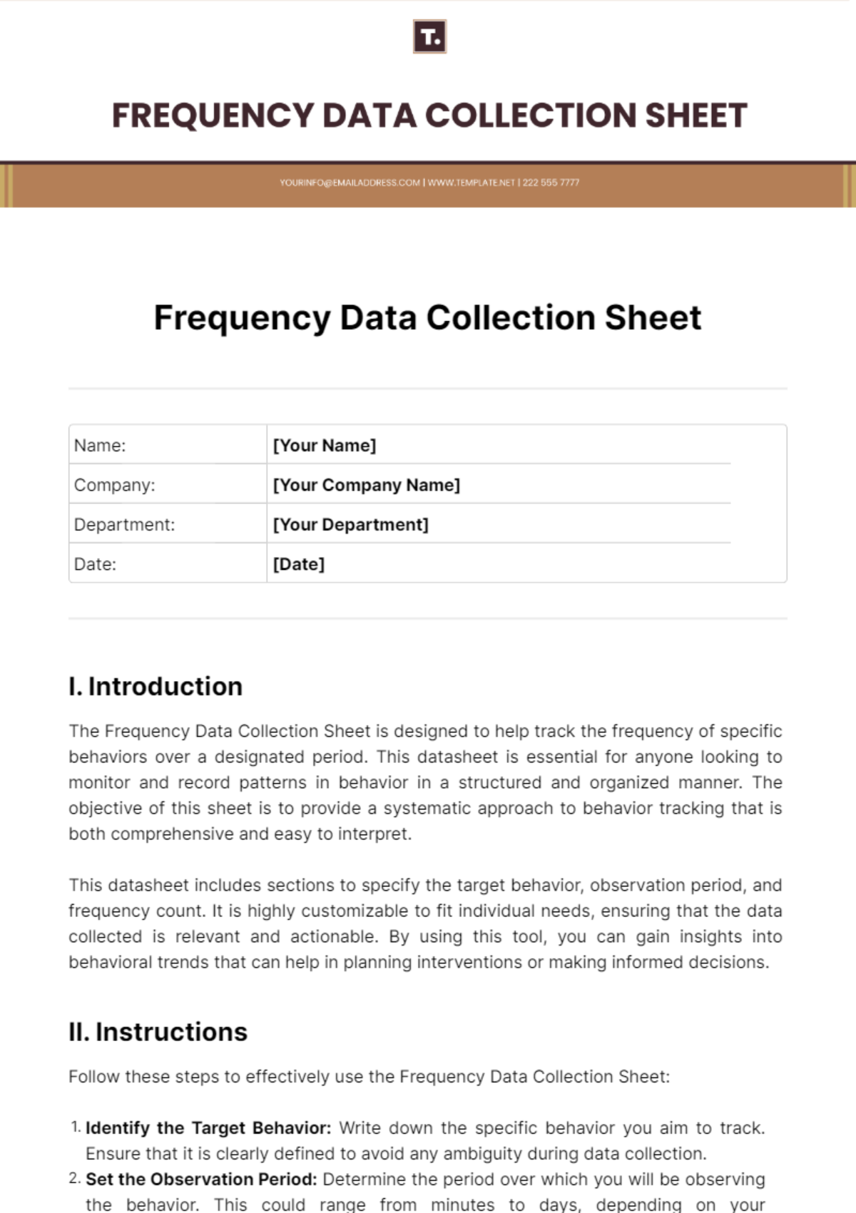Free Frequency Data Collection Sheet Template