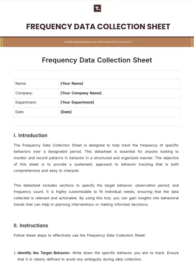 Free Frequency Data Collection Sheet Template to Edit Online