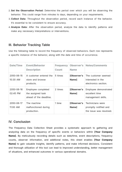 Free Frequency Data Collection Sheet Template to Edit Online