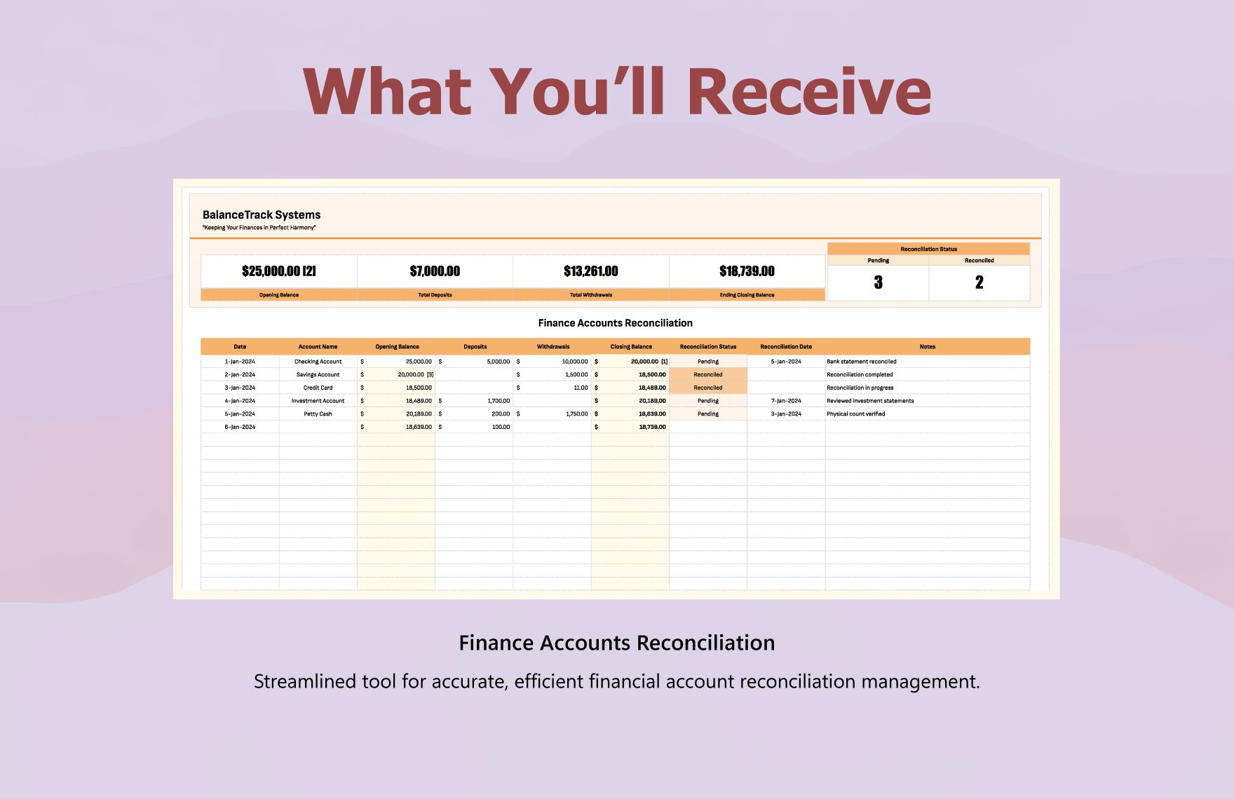 Finance Accounts Reconciliation Template