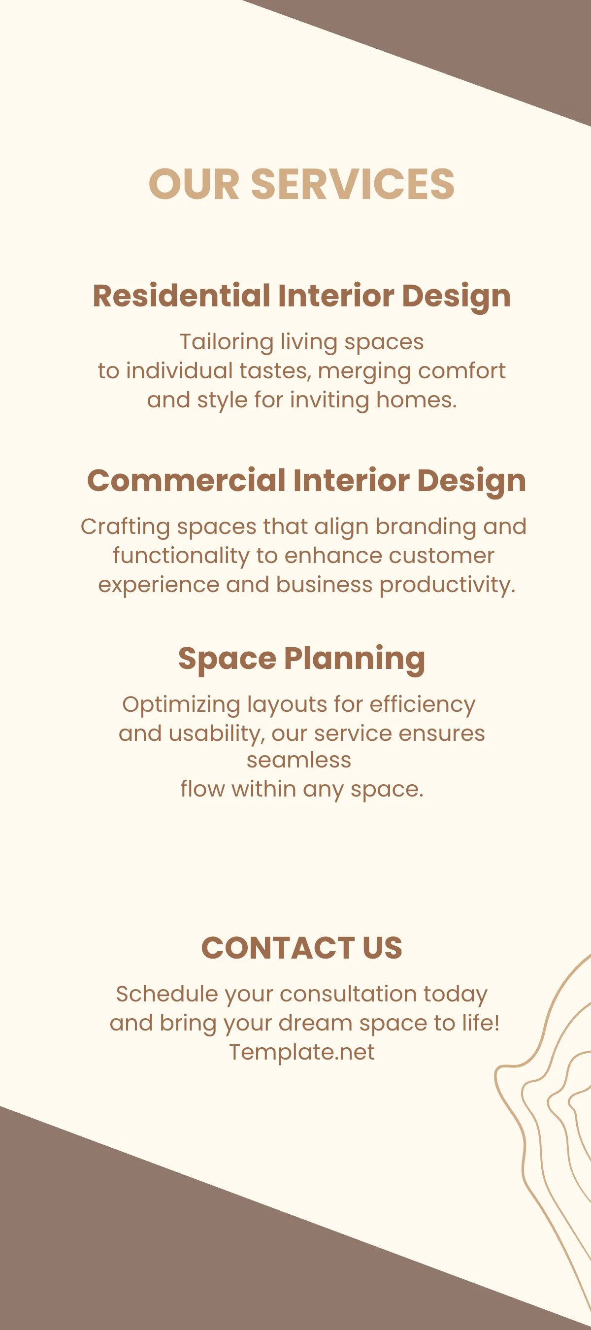 Free Interior Design Rack Card Template to Edit Online