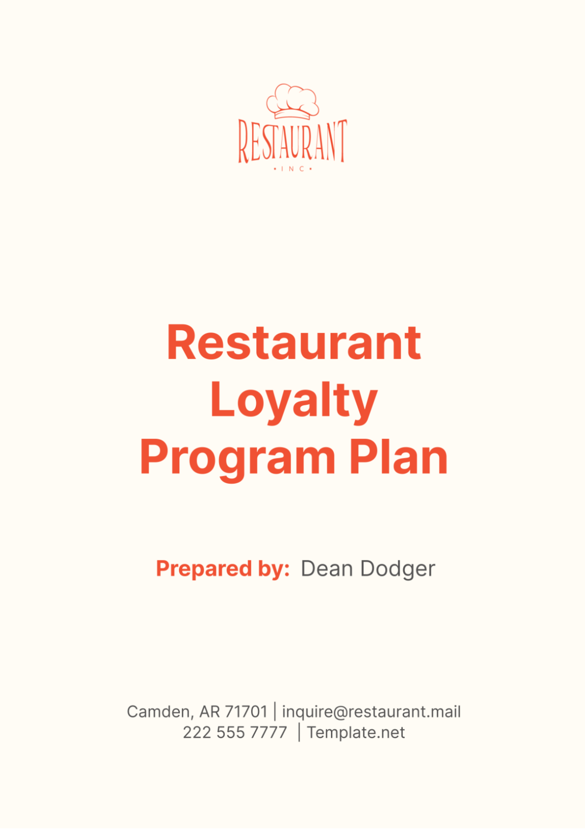 Restaurant Loyalty Program Plan Template - Edit Online & Download