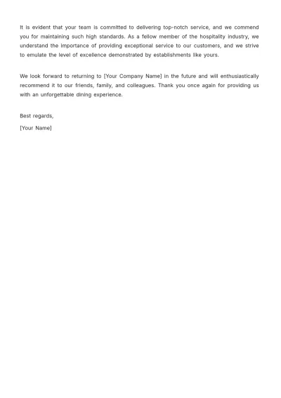 Free Restaurant Service Letter Template to Edit Online