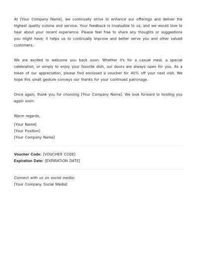 Free Restaurant Thank You Letter Template to Edit Online