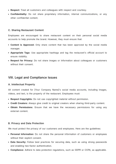 Free Restaurant Social Media Policy Template to Edit Online