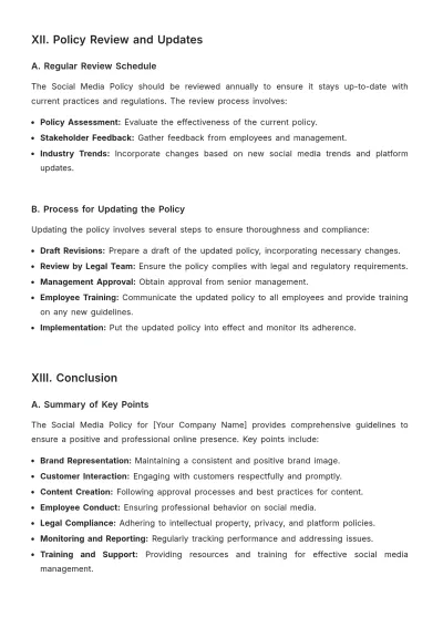 Free Restaurant Social Media Policy Template to Edit Online