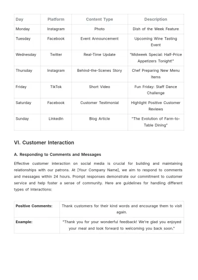Free Restaurant Social Media Policy Template to Edit Online