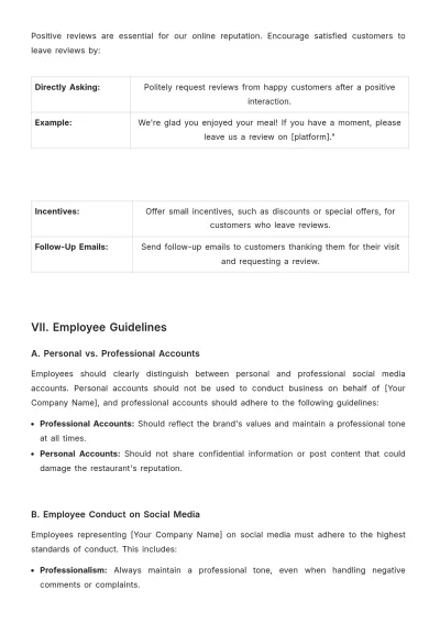 Free Restaurant Social Media Policy Template to Edit Online