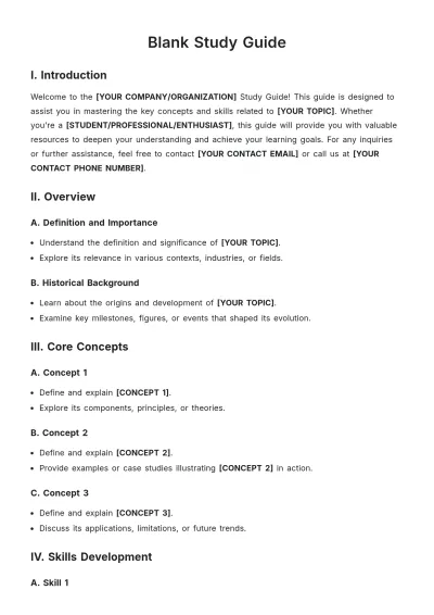 Free Blank Study Guide Template to Edit Online