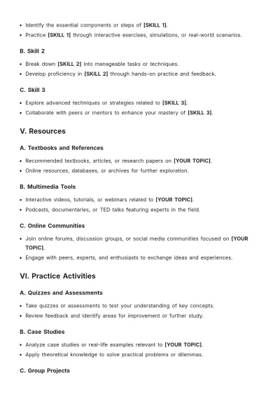 Free Blank Study Guide Template to Edit Online